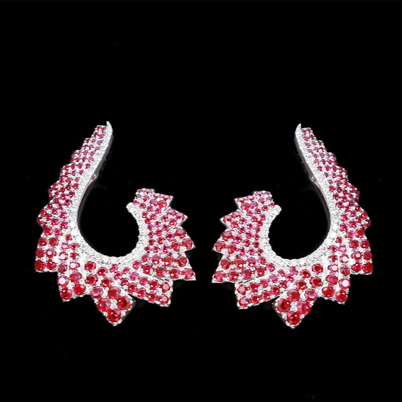 14k Gold 2.70 Ctw Natural Ruby & Diamond Earrings: Ref:230979045 // gold content:14k gold // main gemstone:ruby // shape:round // carat weight:2. 46ct // color:red // treatment:natural // cut grade:g // // adjacent gemstone 2 : diamond // shape:round 