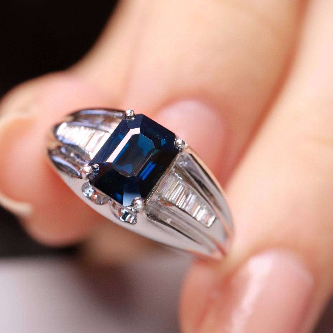 14k Gold 1.12 Ct Natural Sapphire & Diamond Ring - 2