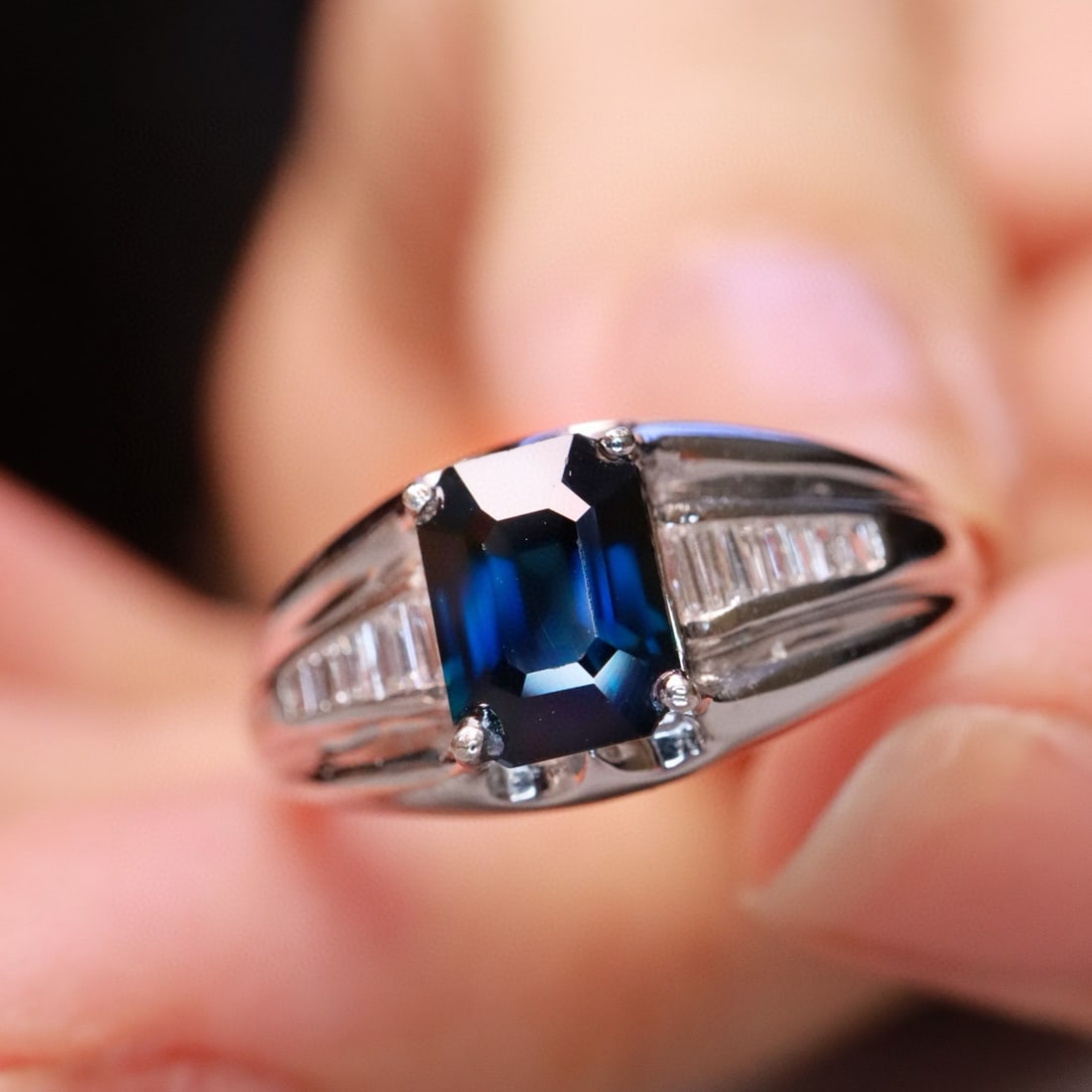 14k Gold 1.12 Ct Natural Sapphire & Diamond Ring - 3