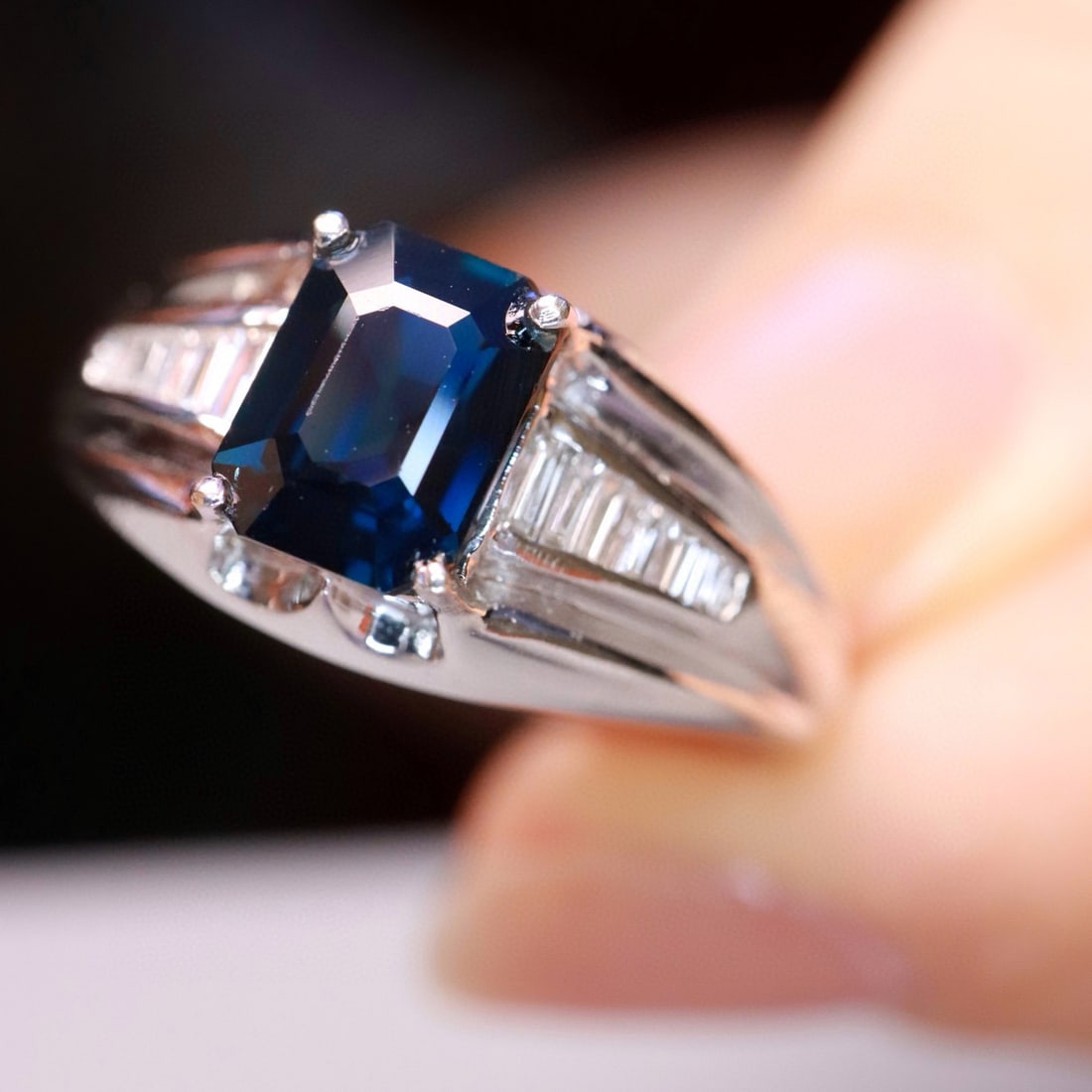 14k Gold 1.12 Ct Natural Sapphire & Diamond Ring - 4