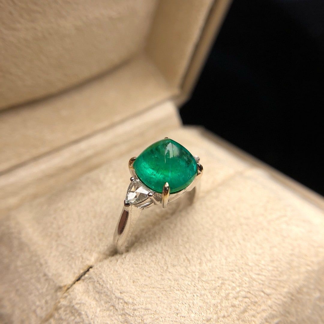 14k Gold 5.13 Ctw Natural Emerald & Diamond Ring - 2