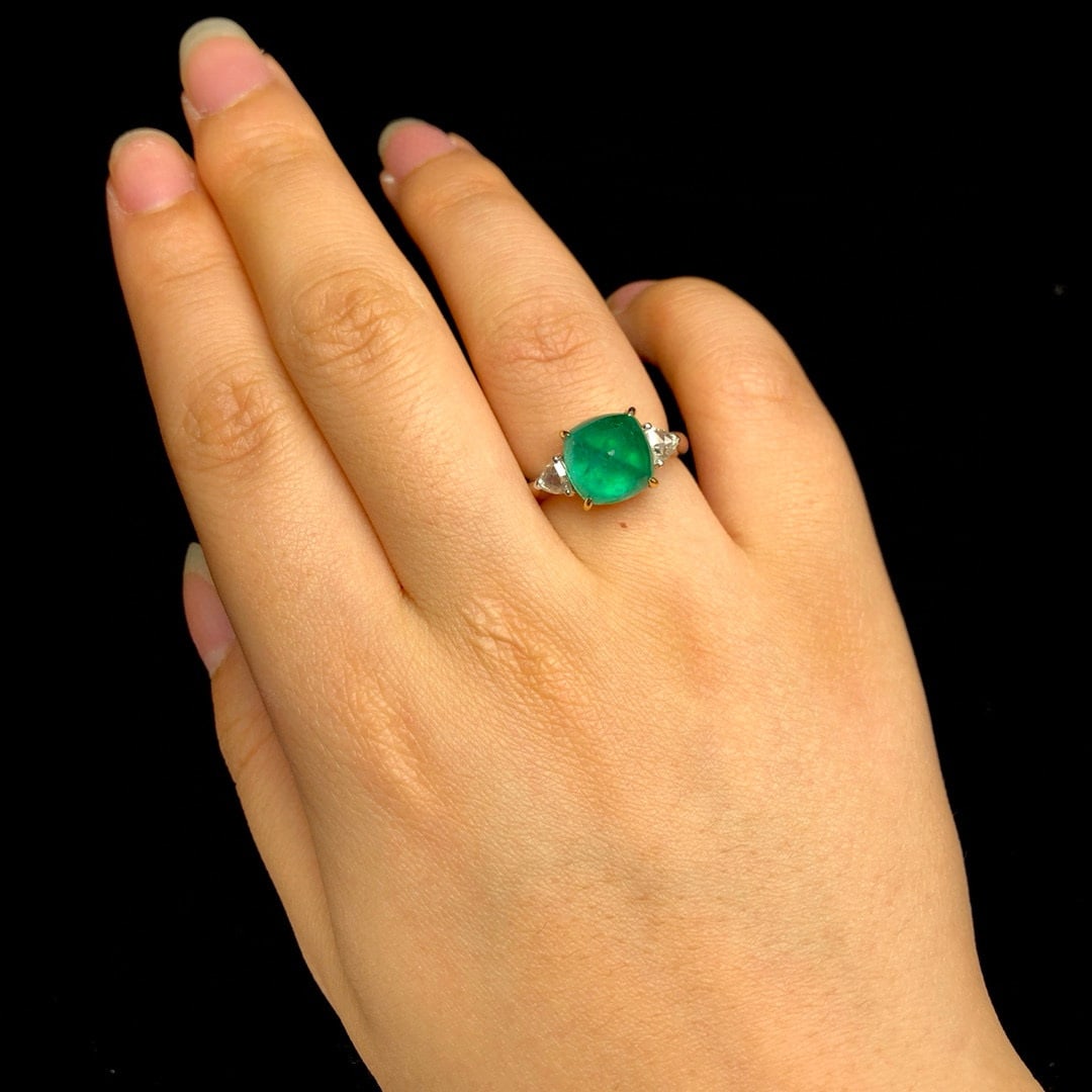 14k Gold 5.13 Ctw Natural Emerald & Diamond Ring - 6