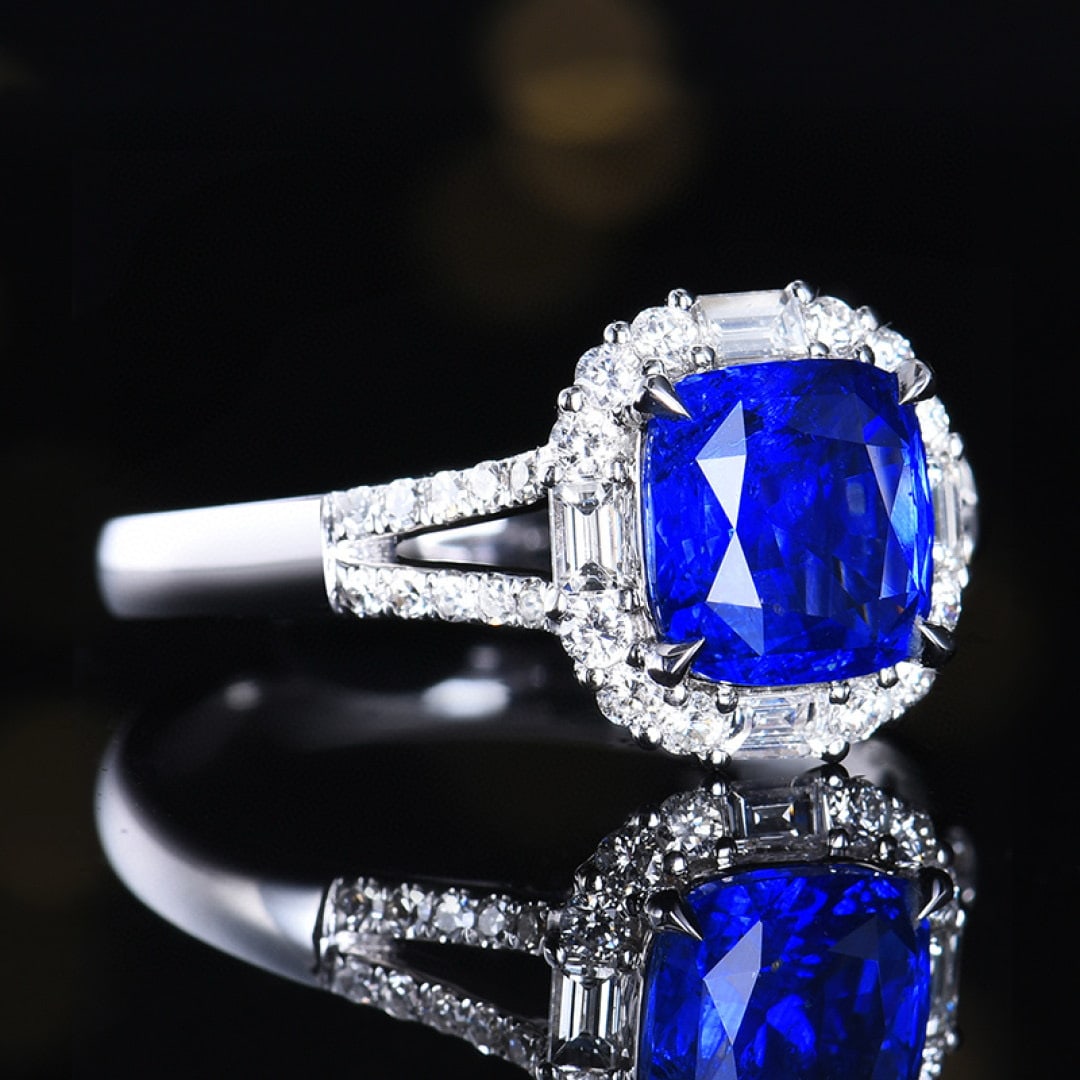 14k Gold 2.62 Ctw Natural Sapphire & Diamond Ring - 3