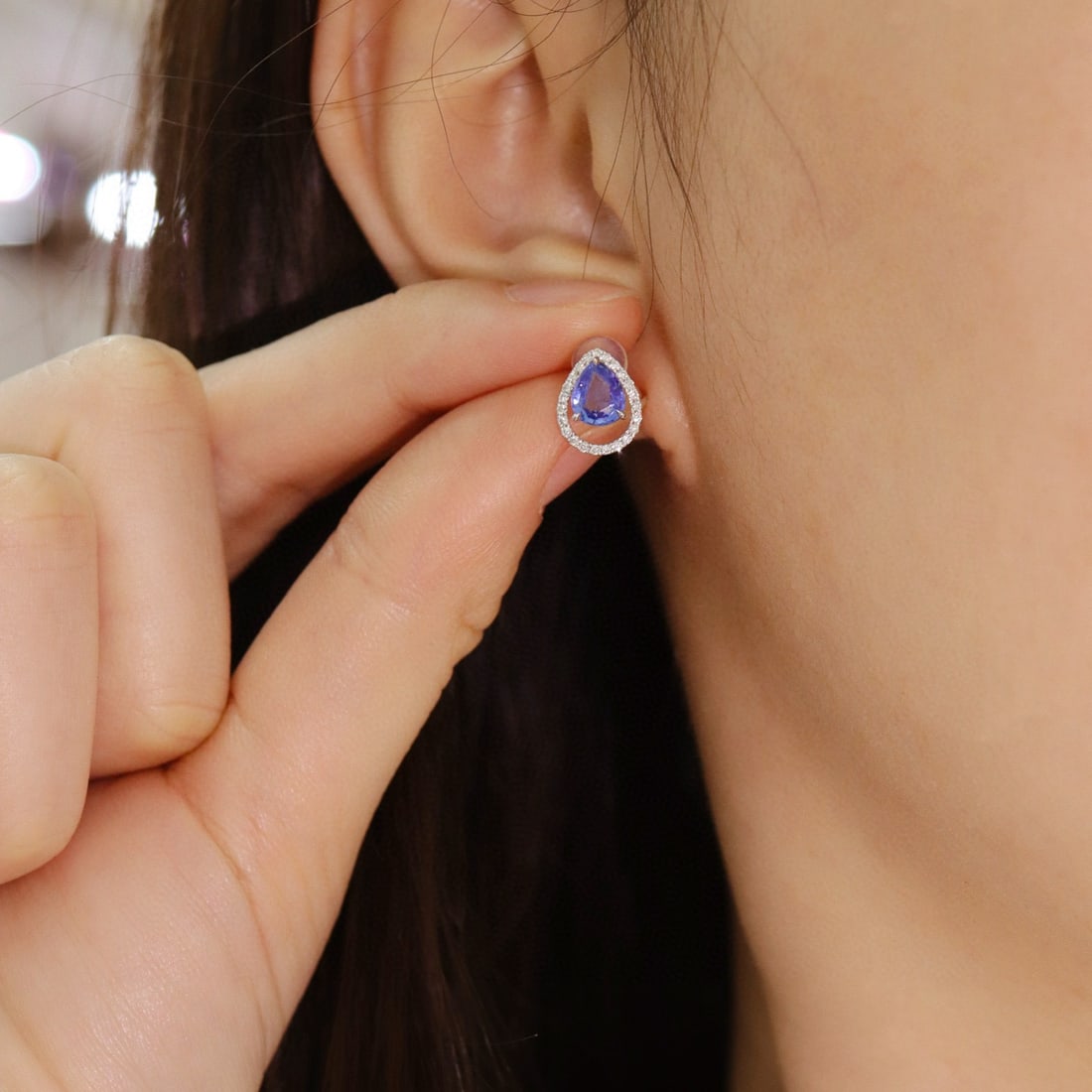 14k Gold 1.45 Ctw Natural Sapphire & Diamond Earrings - 6