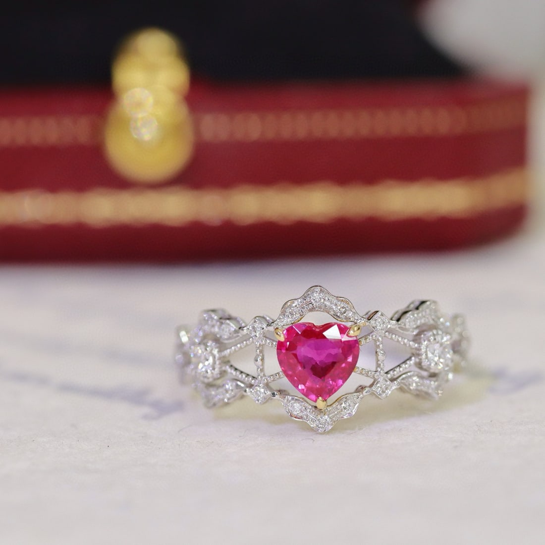 14k Gold 0.64 Ctw Natural Ruby & Diamond Ring - 2