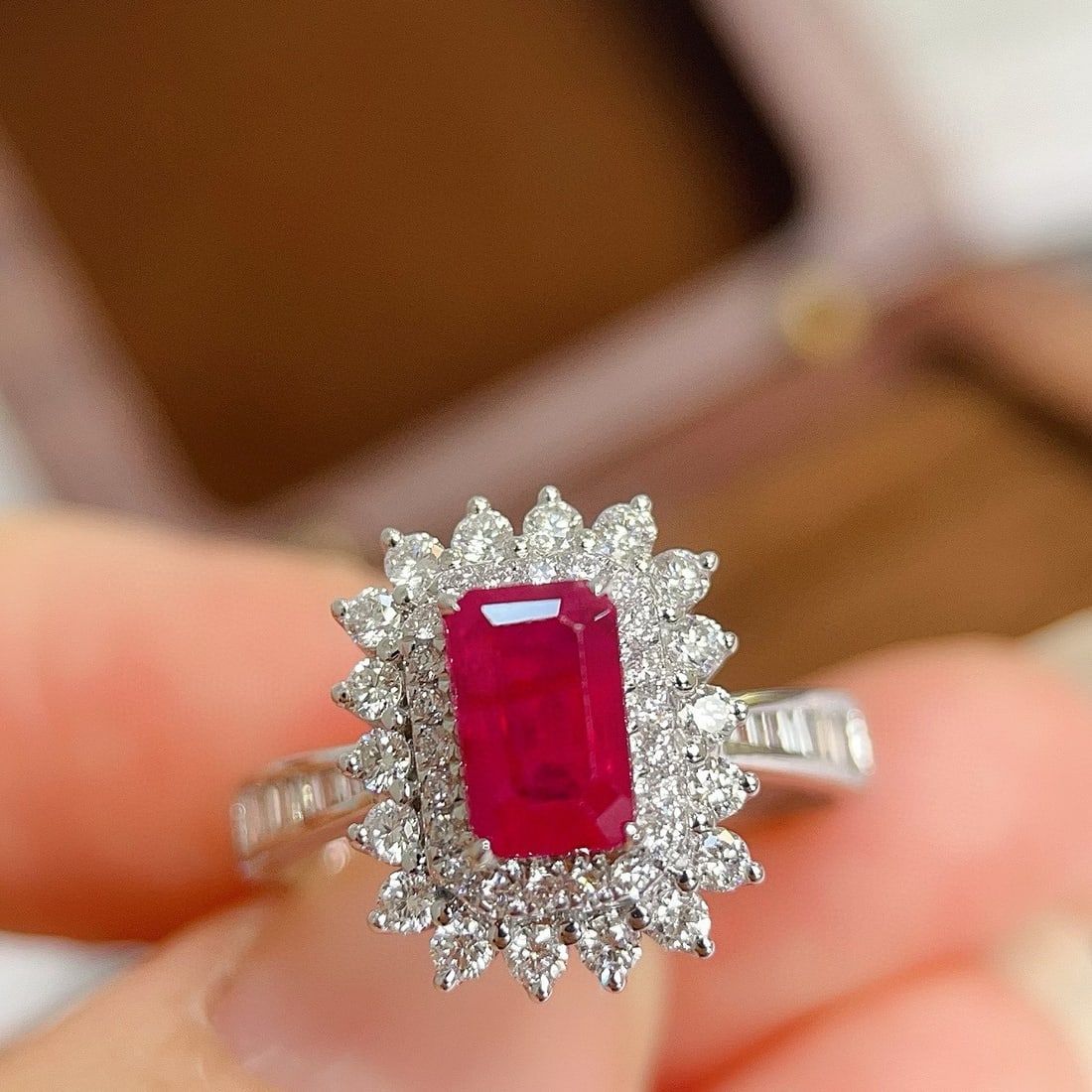 14k Gold 2.01 Ctw Natural Ruby & Diamond Ring: Ref:230979067 // gold content:14k gold // ring size:7. 25us // // main gemstone:ruby // shape:octagonal // carat weight:1. 42ct // color:red // treatment:natural // // adjacent gemstone 2 : diamond //