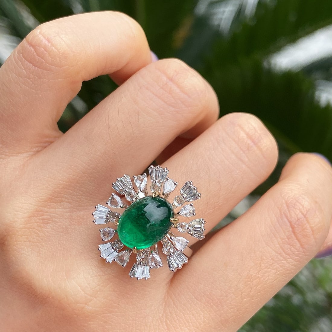 14k Gold 6.20 Ctw Natural Emerald & Diamond Ring - 5