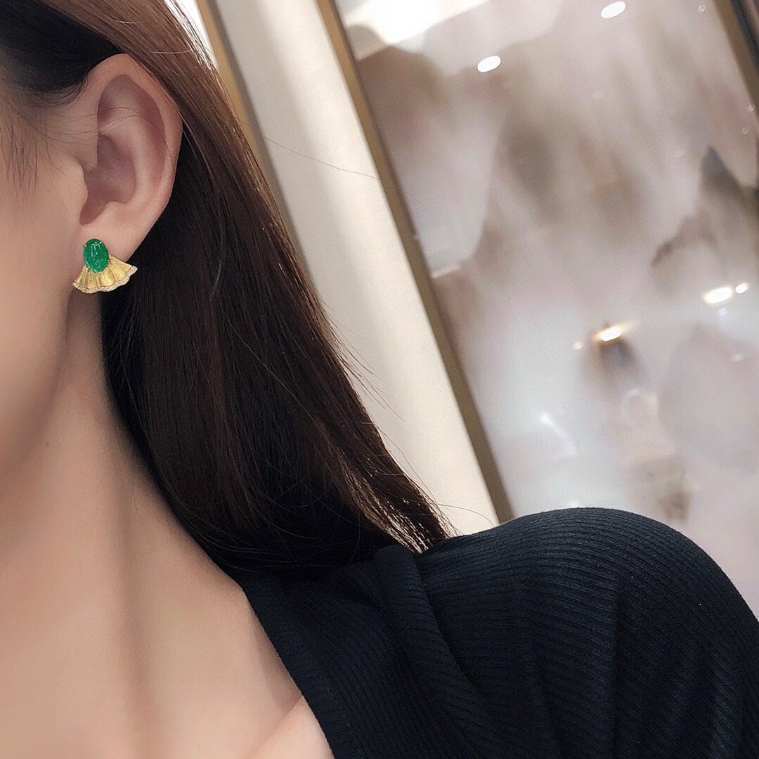 14k Gold 2.59 Ctw Natural Emerald & Diamond Earrings - 4