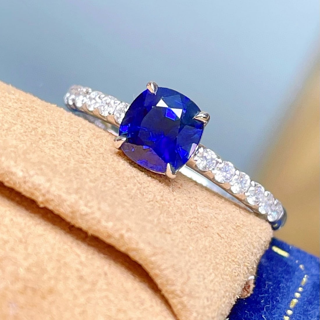 14k Gold 1.38 Ctw Natural Sapphire & Diamond Ring - 2