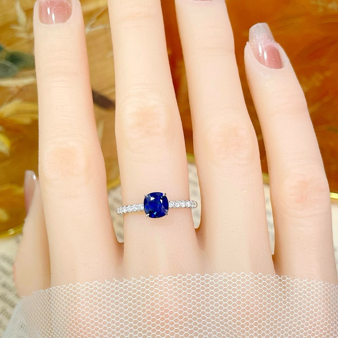 14k Gold 1.38 Ctw Natural Sapphire & Diamond Ring - 4