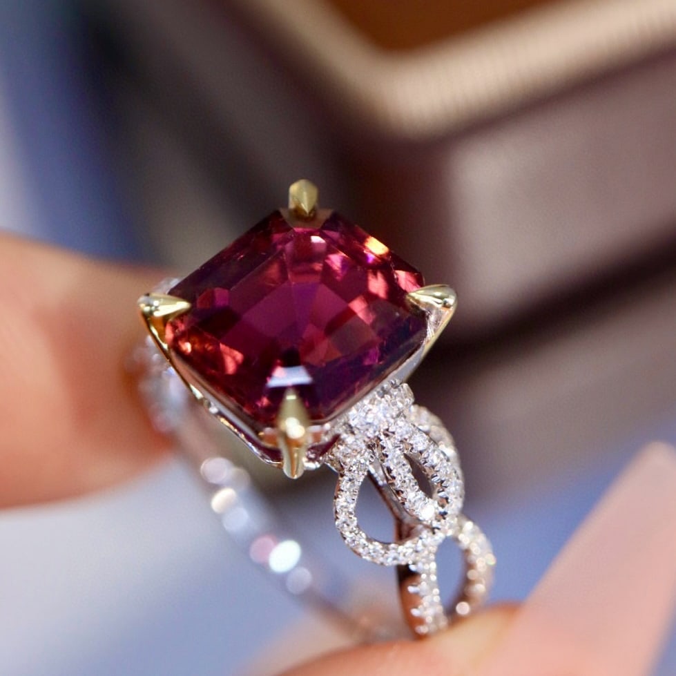14k Gold 3.94 Ctw Natural Tourmaline & Diamond Ring - 2