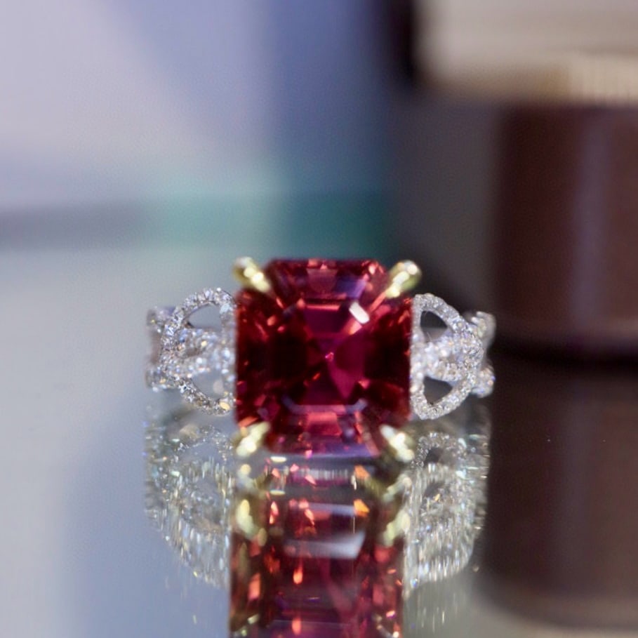 14k Gold 3.94 Ctw Natural Tourmaline & Diamond Ring - 5