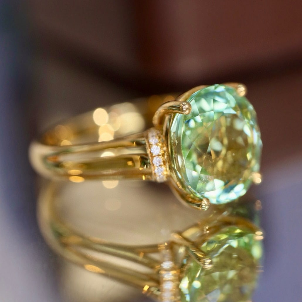14k Gold 4.44 Ctw Natural Tourmaline & Diamond Ring - 2