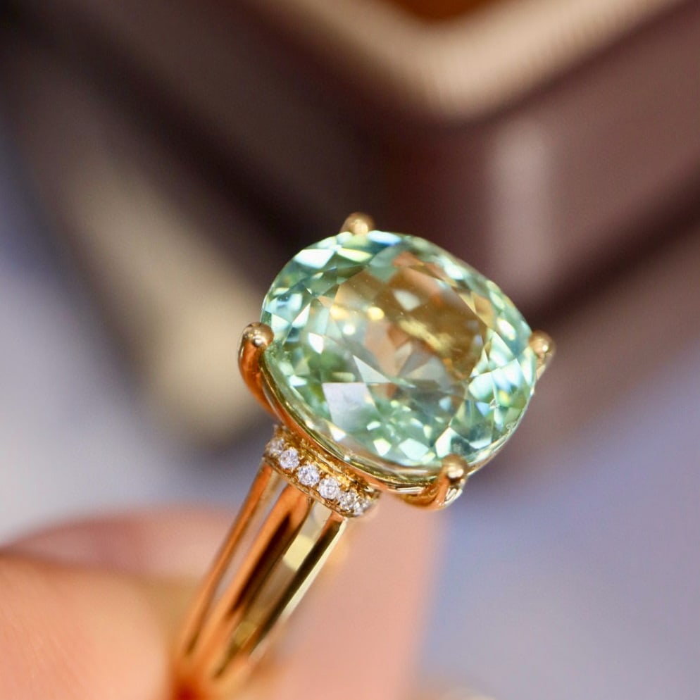 14k Gold 4.44 Ctw Natural Tourmaline & Diamond Ring - 7