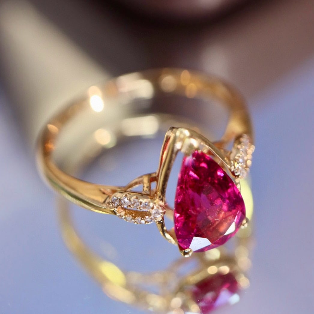 14k Gold 1.97 Ctw Natural Tourmaline & Diamond Ring - 2