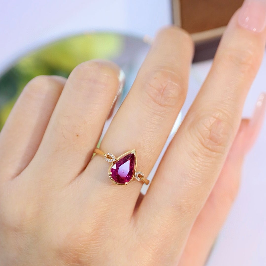 14k Gold 1.97 Ctw Natural Tourmaline & Diamond Ring - 4