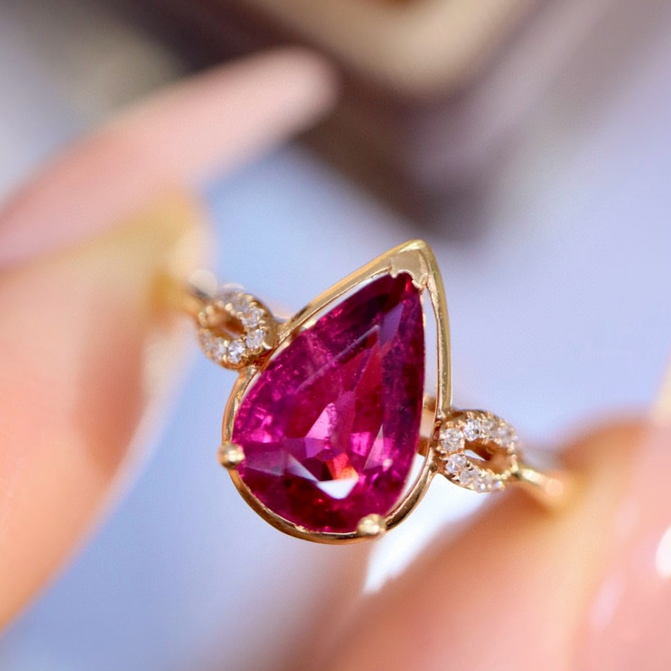 14k Gold 1.97 Ctw Natural Tourmaline & Diamond Ring - 5