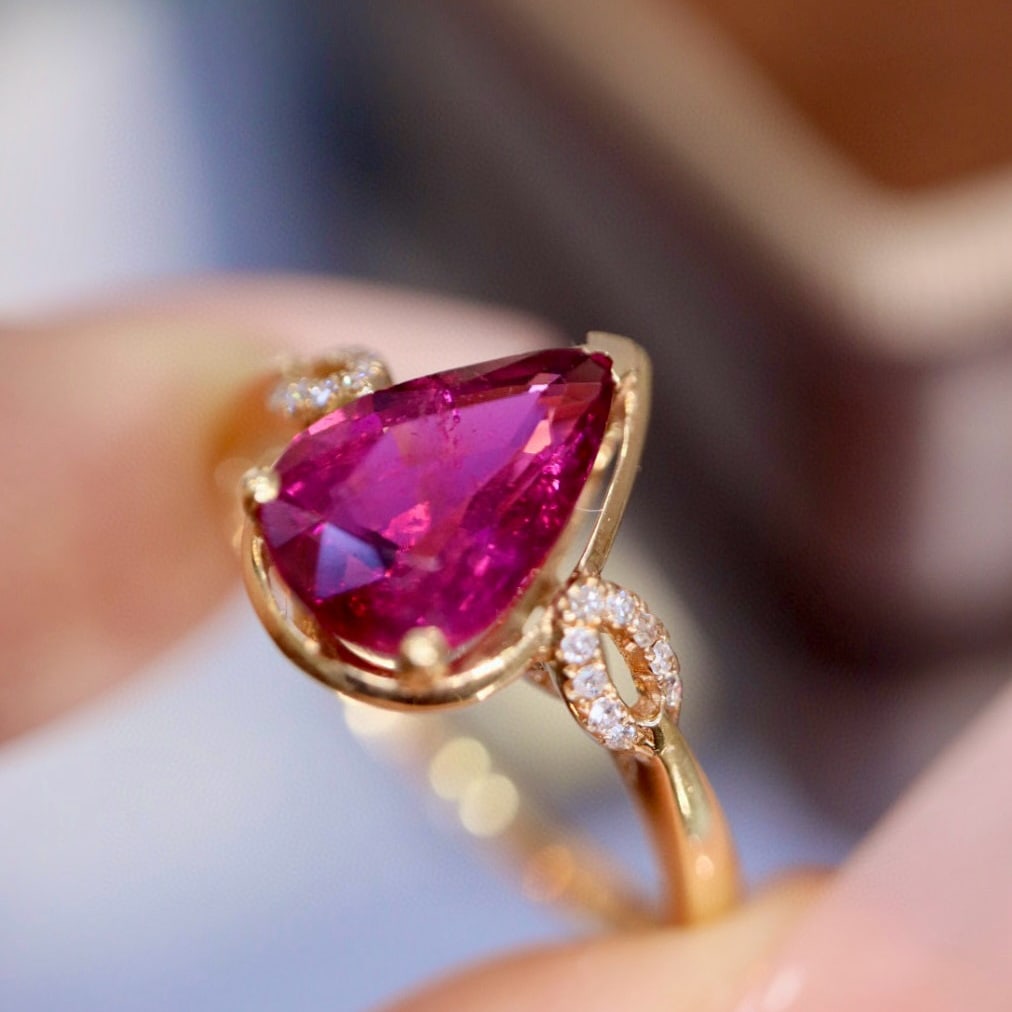 14k Gold 1.97 Ctw Natural Tourmaline & Diamond Ring - 6