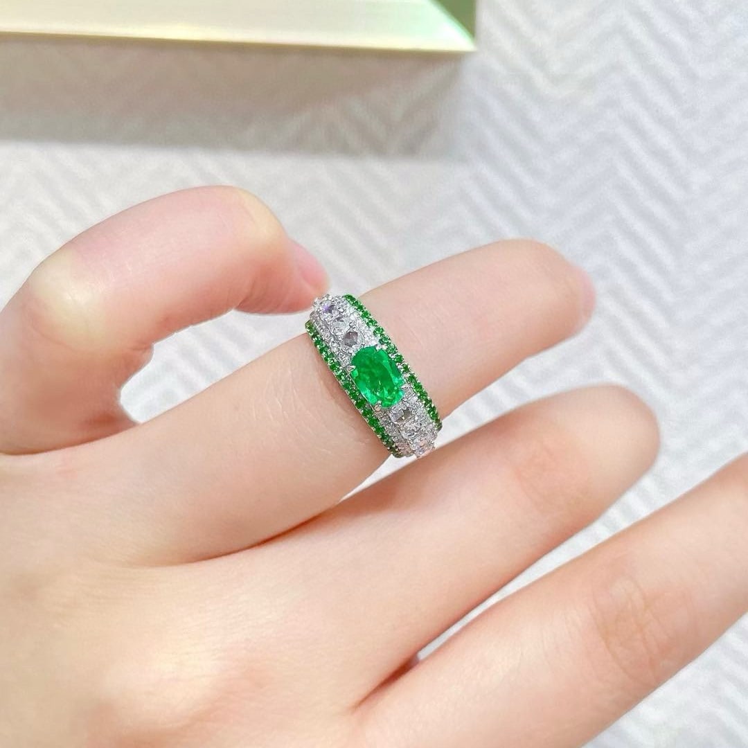 14k Gold 1.20 Ctw Natural Emerald & Diamond Ring - 3