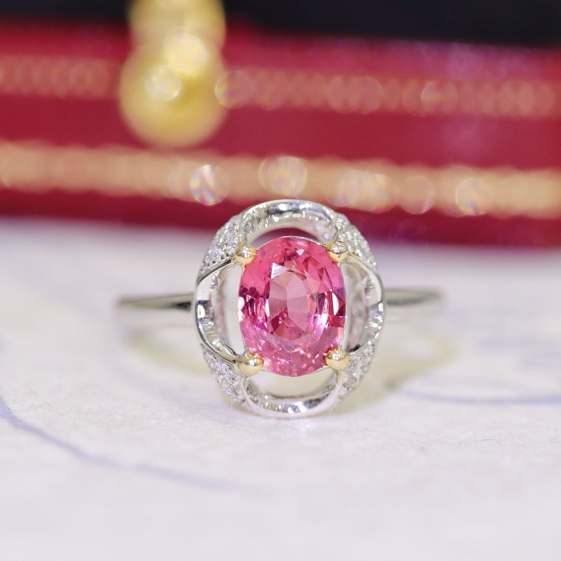 14k Gold 1.16 Ctw Natural Spinel & Diamond Ring - 2
