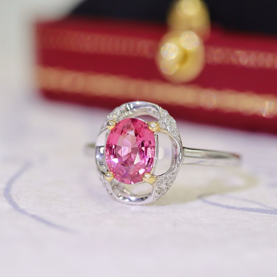 14k Gold 1.16 Ctw Natural Spinel & Diamond Ring - 3