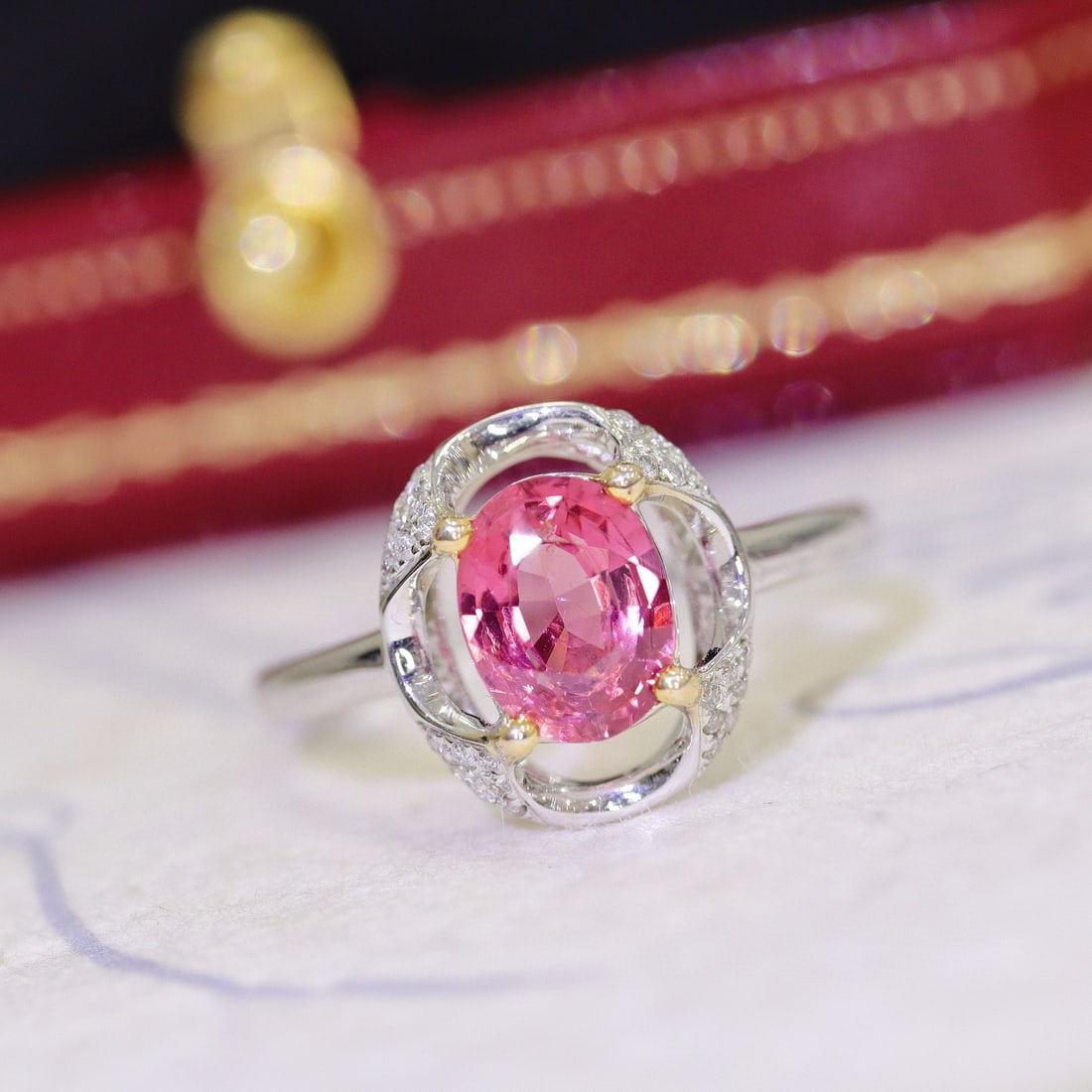 14k Gold 1.16 Ctw Natural Spinel & Diamond Ring - 4