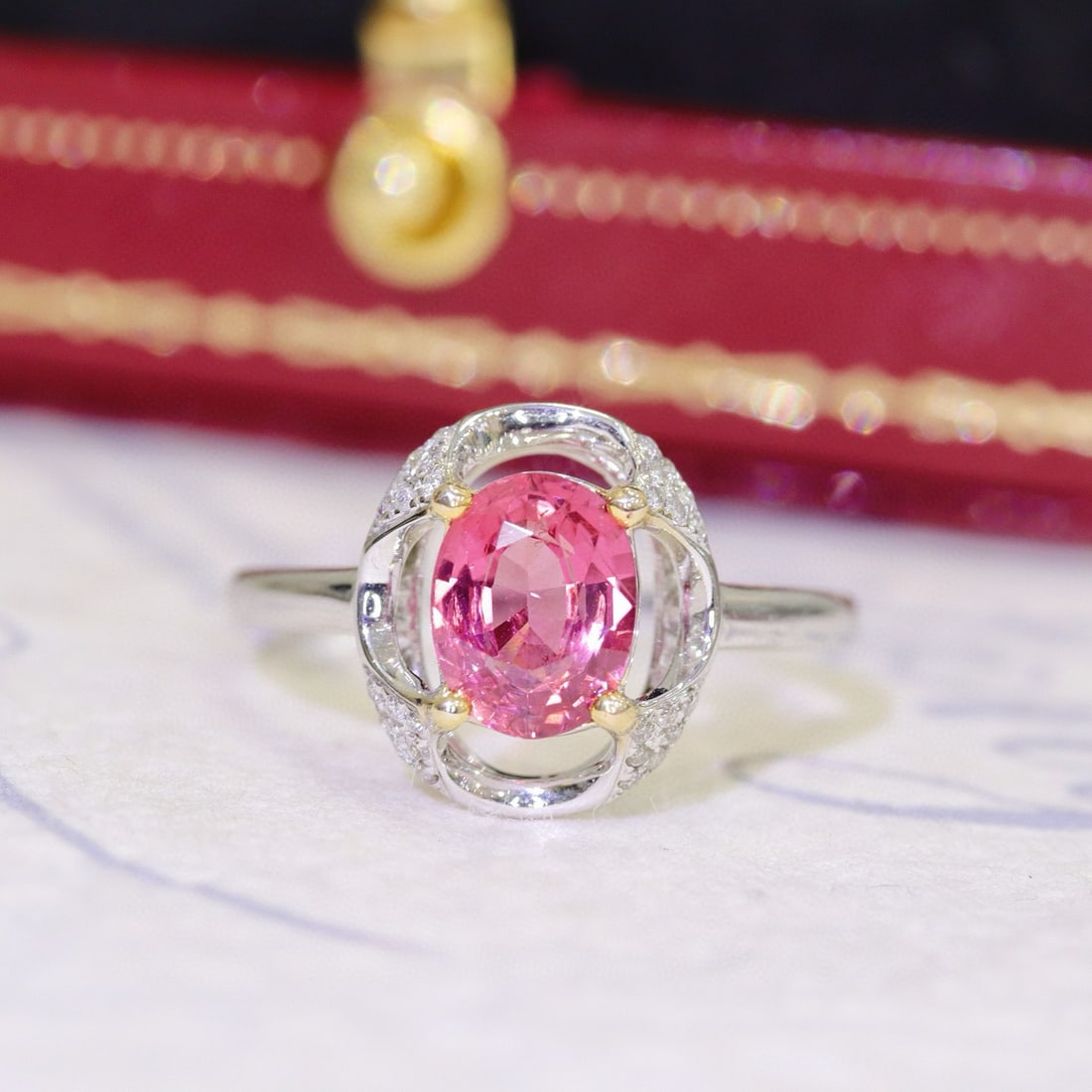14k Gold 1.16 Ctw Natural Spinel & Diamond Ring - 5