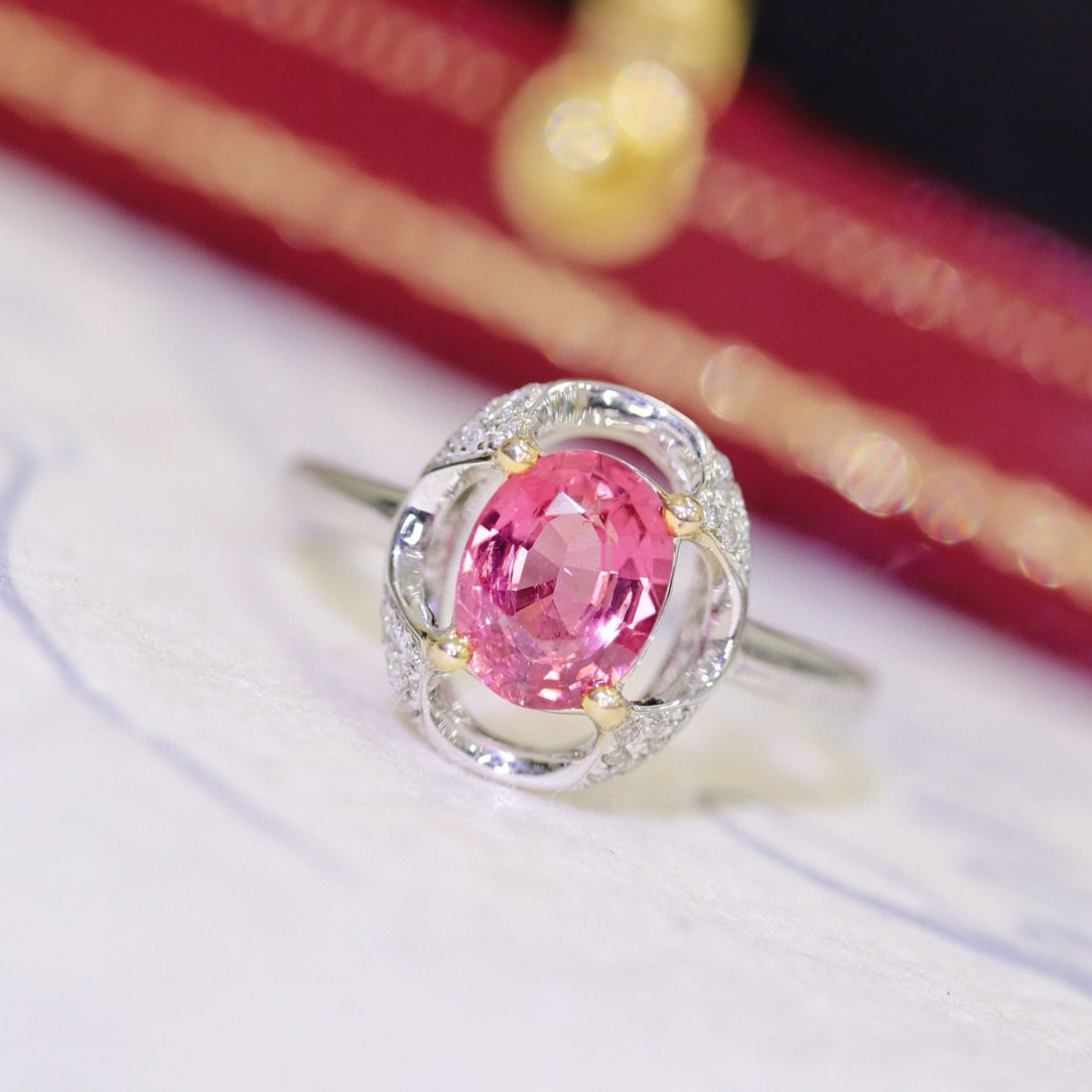 14k Gold 1.16 Ctw Natural Spinel & Diamond Ring - 6