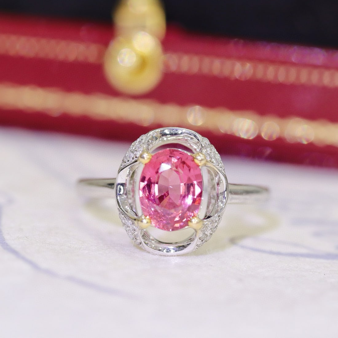 14k Gold 1.16 Ctw Natural Spinel & Diamond Ring - 7