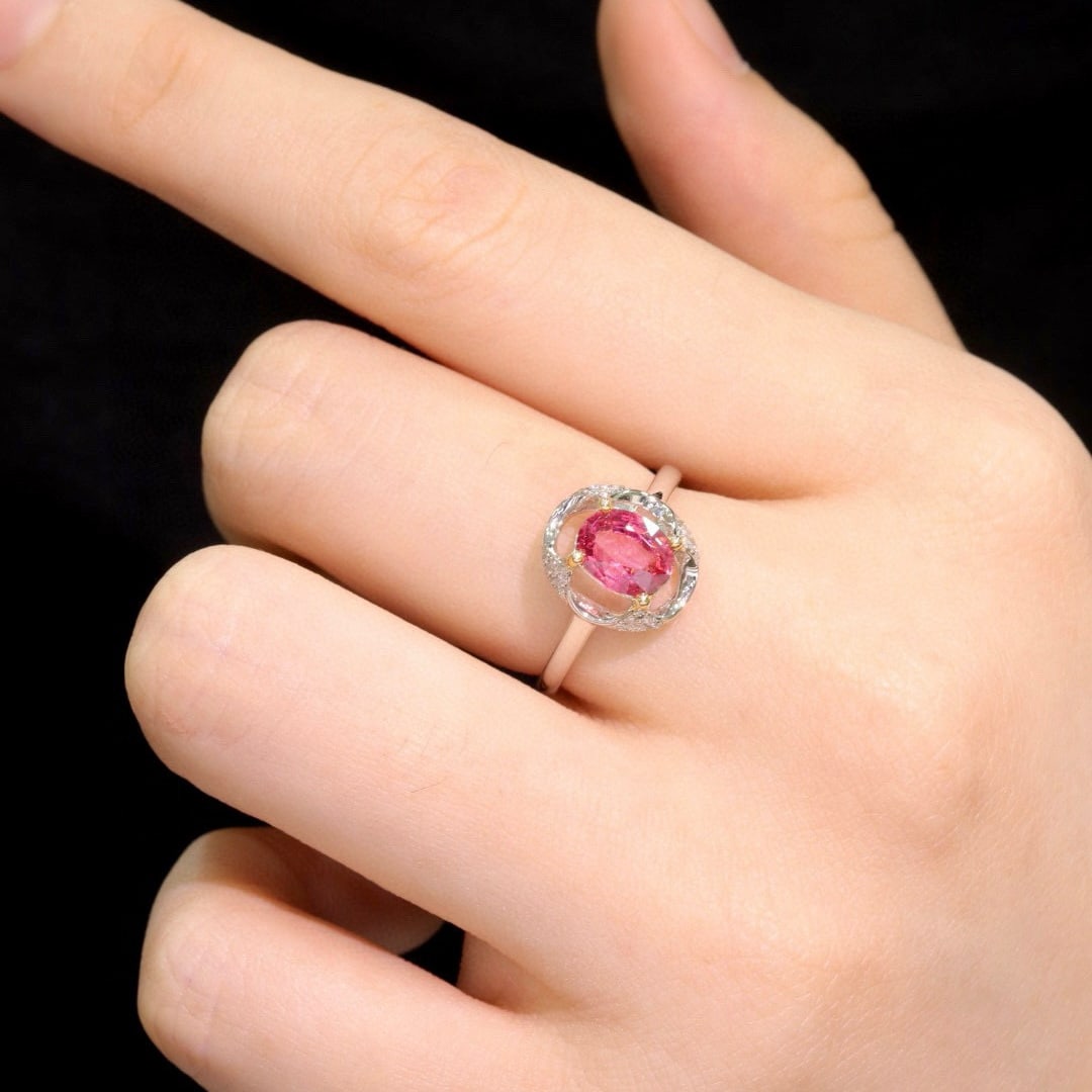 14k Gold 1.16 Ctw Natural Spinel & Diamond Ring - 8
