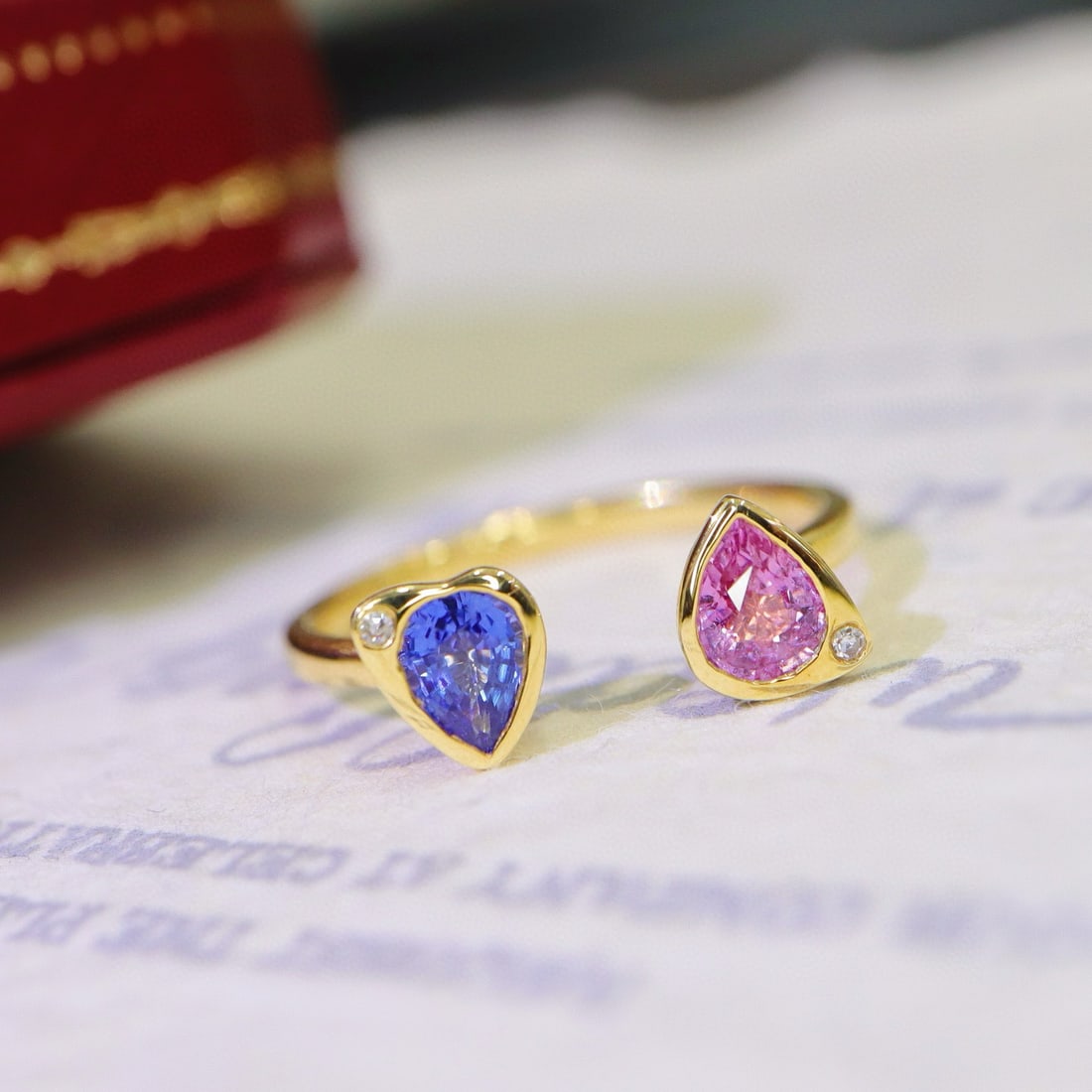 14k Gold 0.81 Ctw Natural Sapphire & Diamond Ring: Ref:230979140 // gold content:14k gold // ring size:7. 25us // // main gemstone:sapphire // shape:pear // carat weight:0. 8ct // color:blue // treatment:natural // cut grade:g // // adjacent gemstone
