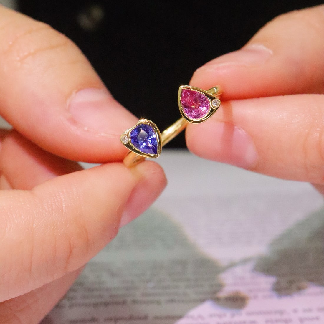 14k Gold 0.81 Ctw Natural Sapphire & Diamond Ring - 4