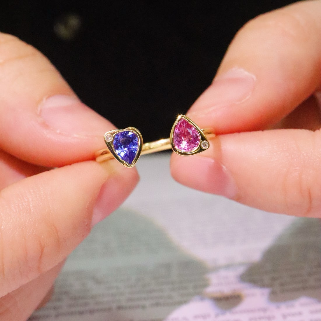 14k Gold 0.81 Ctw Natural Sapphire & Diamond Ring - 5