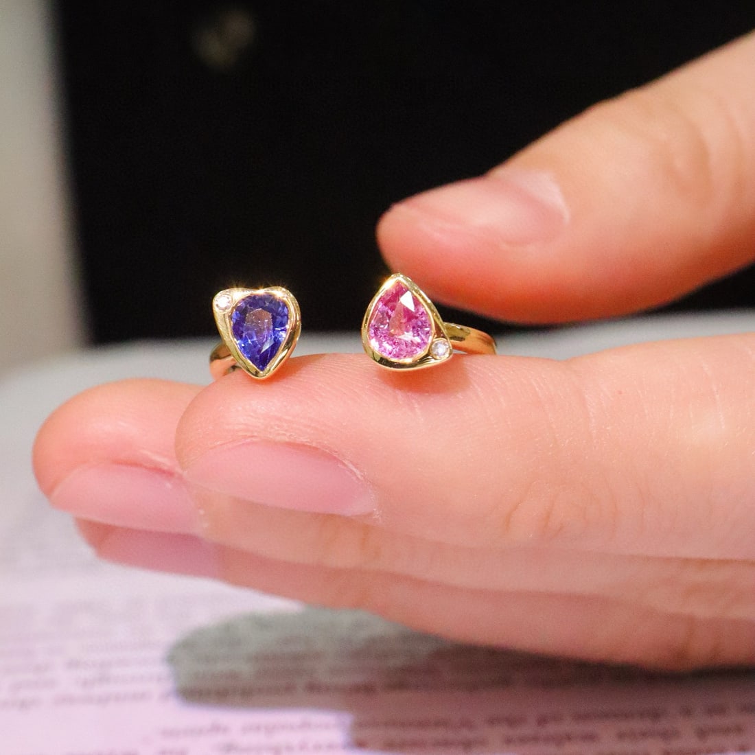 14k Gold 0.81 Ctw Natural Sapphire & Diamond Ring - 7