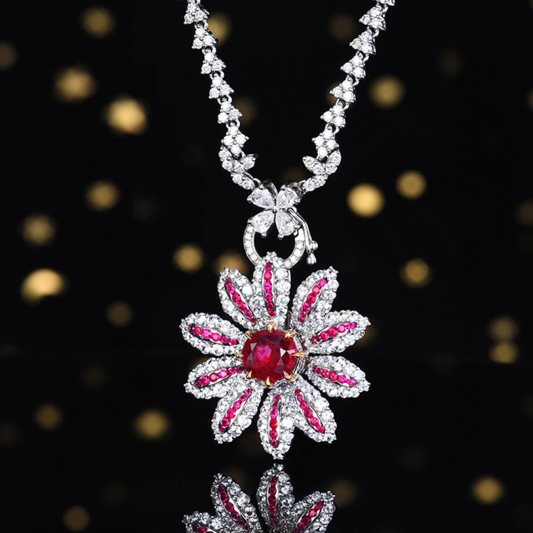14k Gold 1.68 Ct Natural Ruby & Sapphire Pendant( Without Chain ) - 2