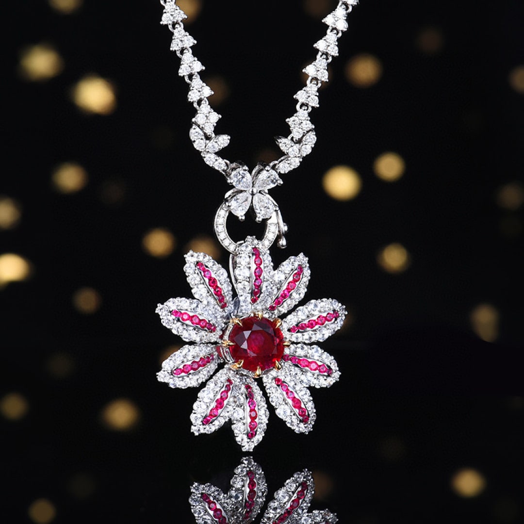 14k Gold 1.68 Ct Natural Ruby & Sapphire Pendant( Without Chain ) - 3