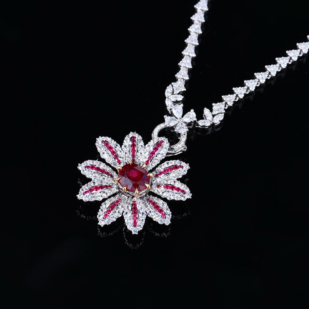 14k Gold 1.68 Ct Natural Ruby & Sapphire Pendant( Without Chain ) - 5