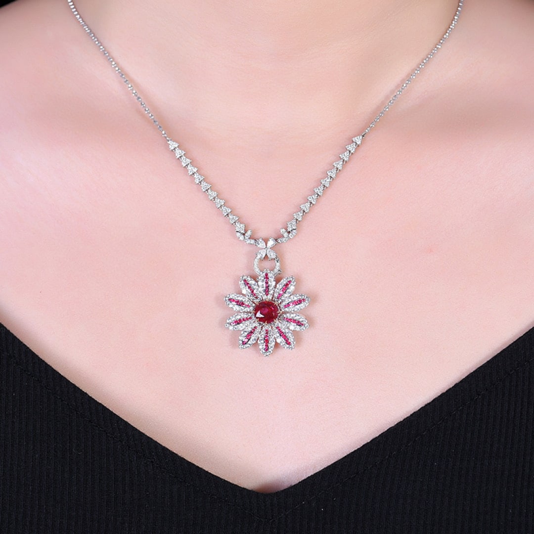 14k Gold 1.68 Ct Natural Ruby & Sapphire Pendant( Without Chain ) - 6