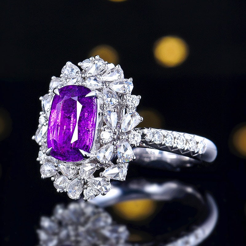 14k Gold 3.68 Ctw Natural Sapphire & Diamond Ring - 2