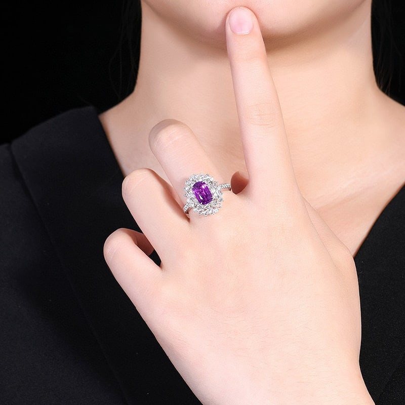 14k Gold 3.68 Ctw Natural Sapphire & Diamond Ring - 7