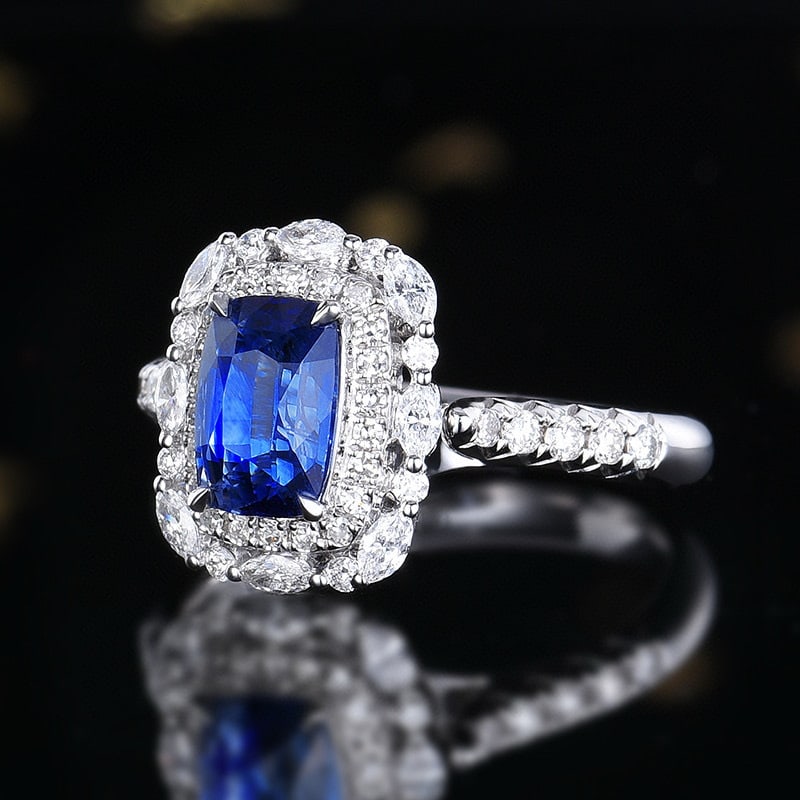 14k Gold 2.68 Ctw Natural Sapphire & Diamond Ring - 2