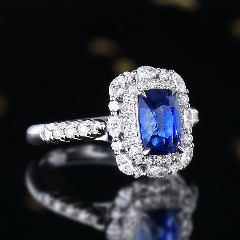14k Gold 2.68 Ctw Natural Sapphire & Diamond Ring - 3