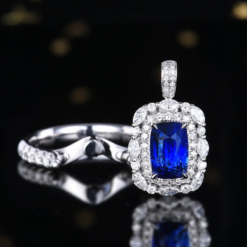 14k Gold 2.68 Ctw Natural Sapphire & Diamond Ring - 4