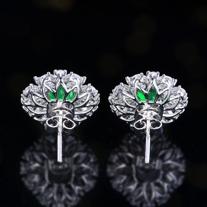 14k Gold 1.39 Ctw Natural Emerald & Diamond Earrings - 7