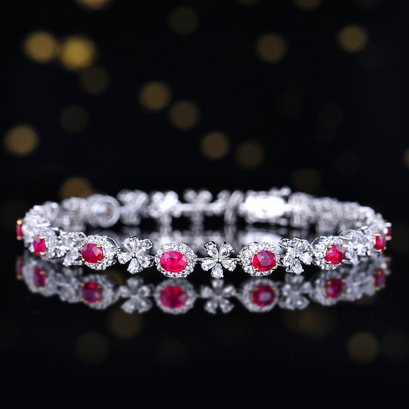 14k Gold 1.92 Ctw Natural Ruby & Diamond Bracelet - 2