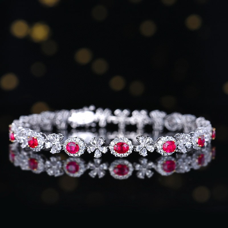 14k Gold 1.92 Ctw Natural Ruby & Diamond Bracelet - 3