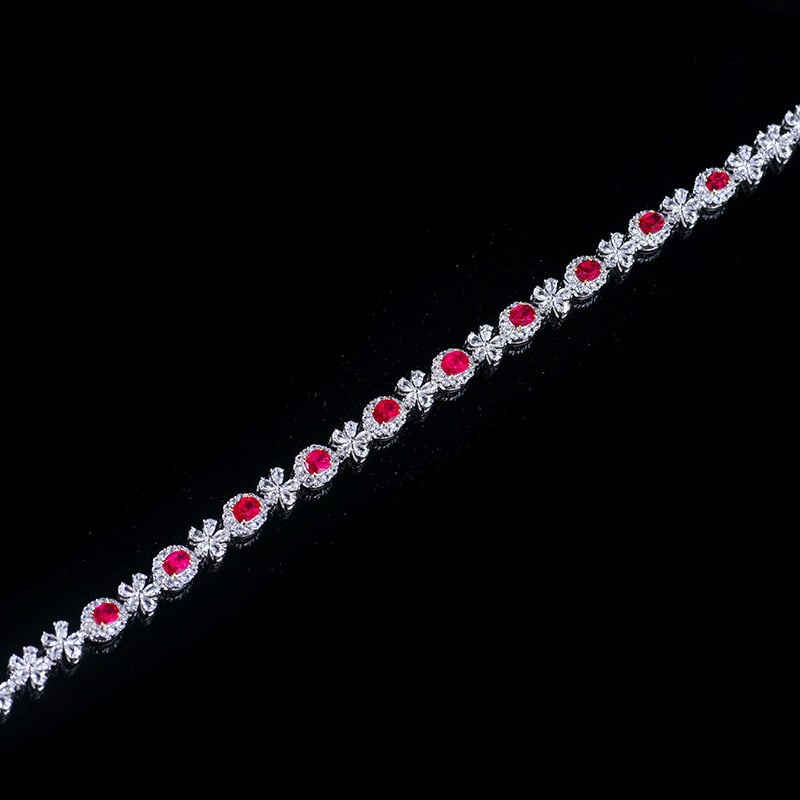 14k Gold 1.92 Ctw Natural Ruby & Diamond Bracelet - 4