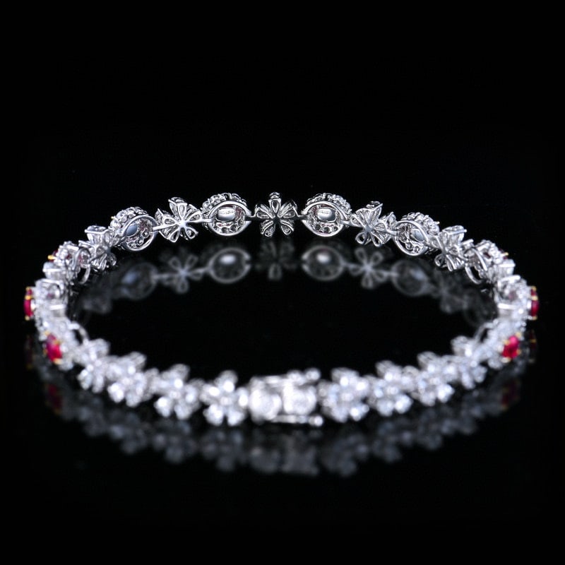 14k Gold 1.92 Ctw Natural Ruby & Diamond Bracelet - 5