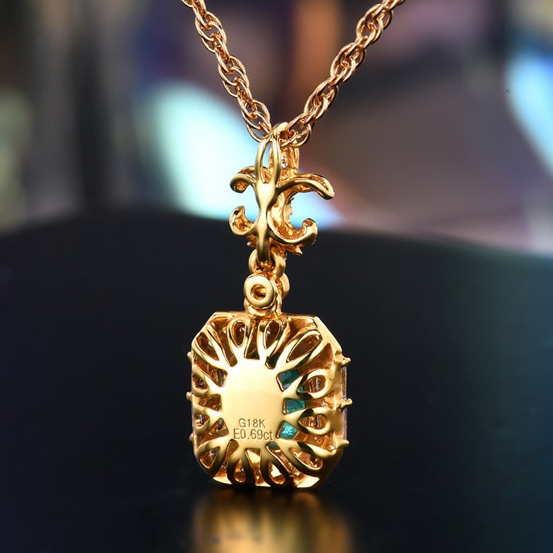 14k Gold 0.28 Ct Natural Emerald & Diamond Pendant( Without Chain ) - 4