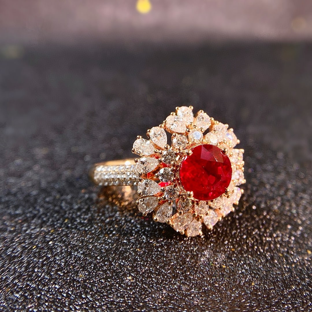 14k Gold 3.62 Ctw Natural Ruby & Diamond Ring - 2